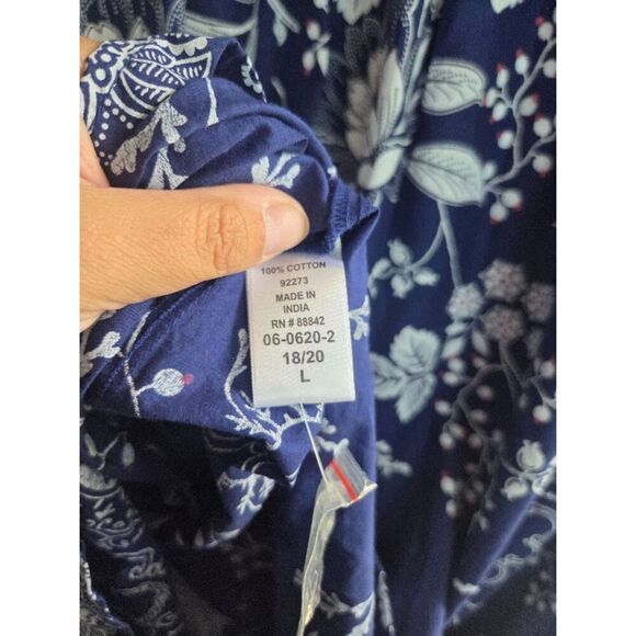 NWOT Only Necessities Blue White Floral 100% Cottom Maxi Length Dress size Large - Picture 9 of 10